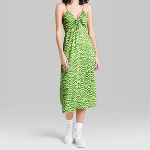 Green retro print midi dress by wild fable